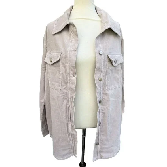GOOD AMERICAN Corduroy Shacket In Bone Size 3/4 L/XL - Picture 10 of 10